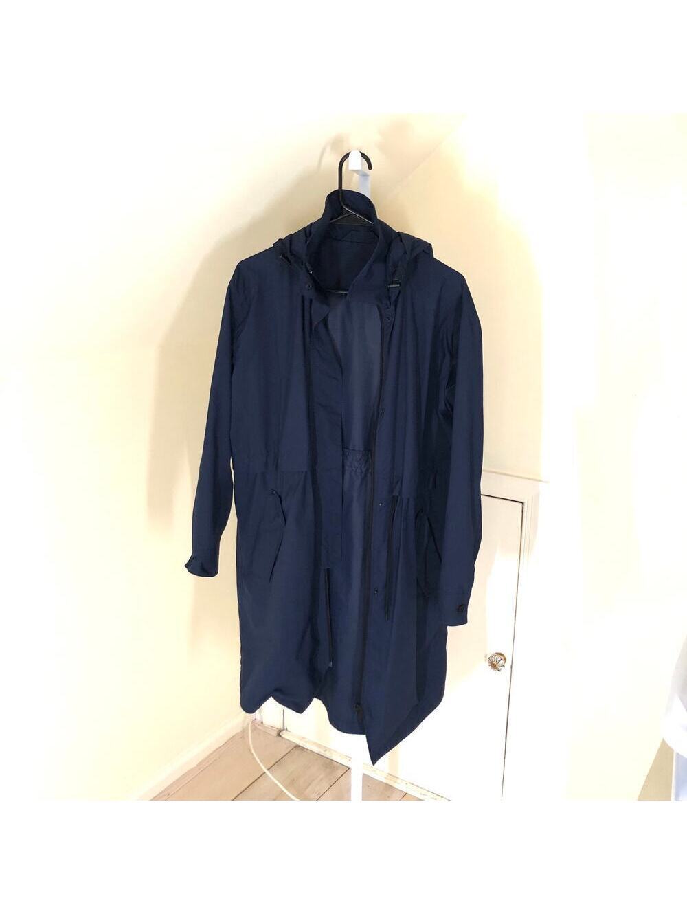 Everlane EUC Women's ReNew Anorak Hooded Rain Jacket in Midnight Navy Blue S